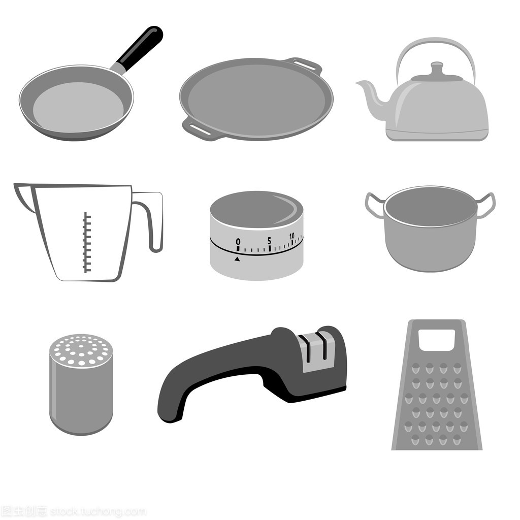 向量组的厨房用具 简洁与功能并存